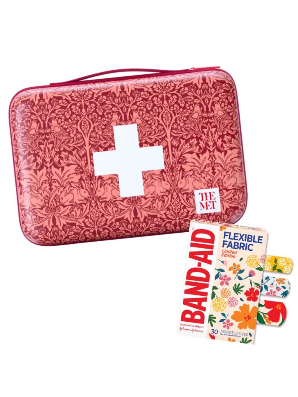 BAND-AID The Met First-Aid Kit Red Bag with Wildflower Band-Aids NEW